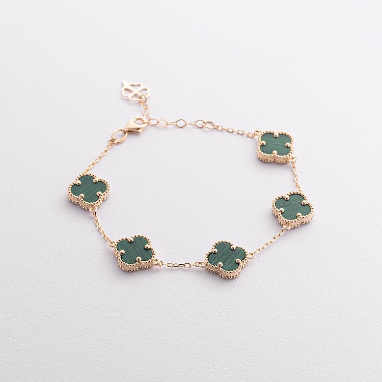 Браслет "Конюшина" з малахітом