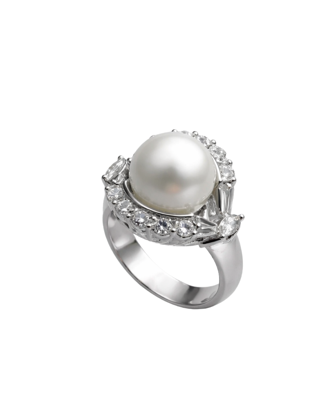 Tiffany & Co Vintage Pearl and Diamond Halo Ring